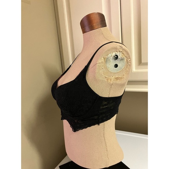 PINK by Victoria’s Secret Black Lace Bralette size L Lacy Padded  Underwire - Picture 2 of 9